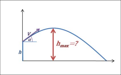 Projectile motion plot: maximum height