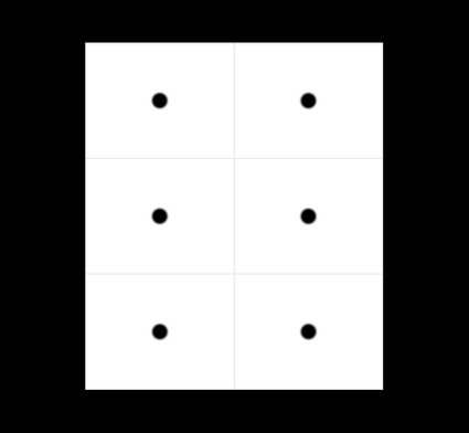 Illustration of a ceiling divided into six equal parts.