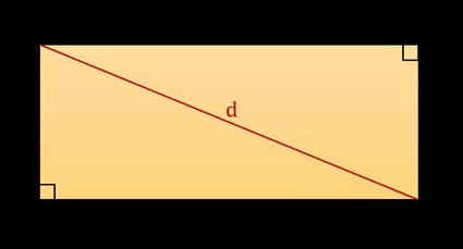 Como encontrar a diagonal de um retângulo?