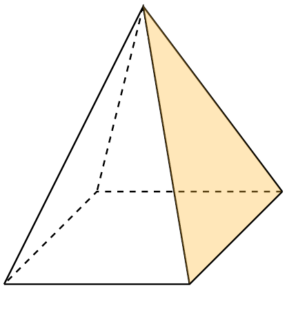 An animated image of a right square pyramid showing its total lateral area.