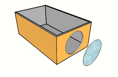 Image showing the hole made at the short end of the shoebox to fit the lens.
