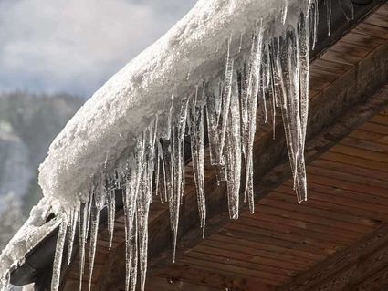 Icicles forming on the roof.