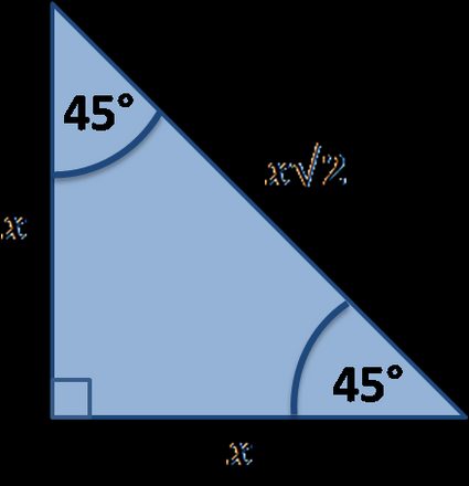Triângulo retângulo especial: 45-45-90