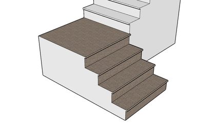 Illustration of a staircase portion highlighting the area being considered in the sample calculation.