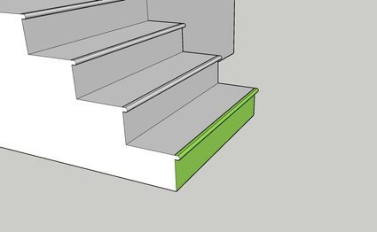 Illustration of the stairs highlighting the riser and overhang area of a step.