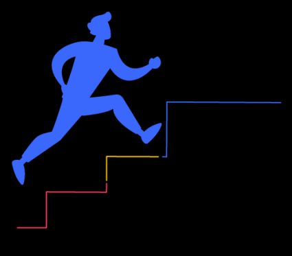 Treppensteigen-Kalorienverbrauch-Rechner: Frau joggt die Treppe hinauf.