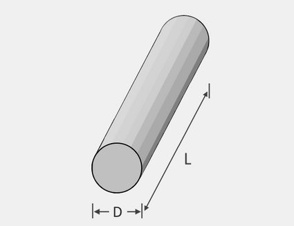 Illustration of a pipe that shows its diameter and length.