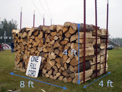 Stack of wooden logs, 8 feet by 4 feet by 4 feet