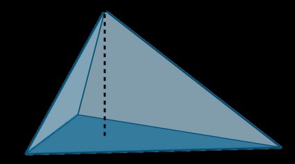 Base e altura de uma pirâmide triangular