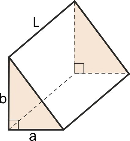 Prisme droit à base triangulaire avec un triangle rectangle pour base.