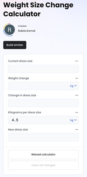 Weight Size Change Calculator