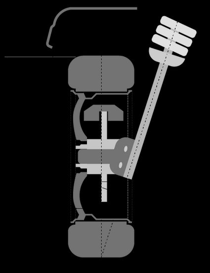 Schematics of a wheel-suspension assembly.
