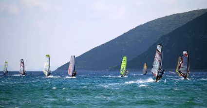 Windsurfing: planing on water