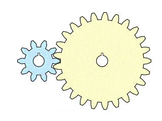 An animation of a gear train without the idler gear.